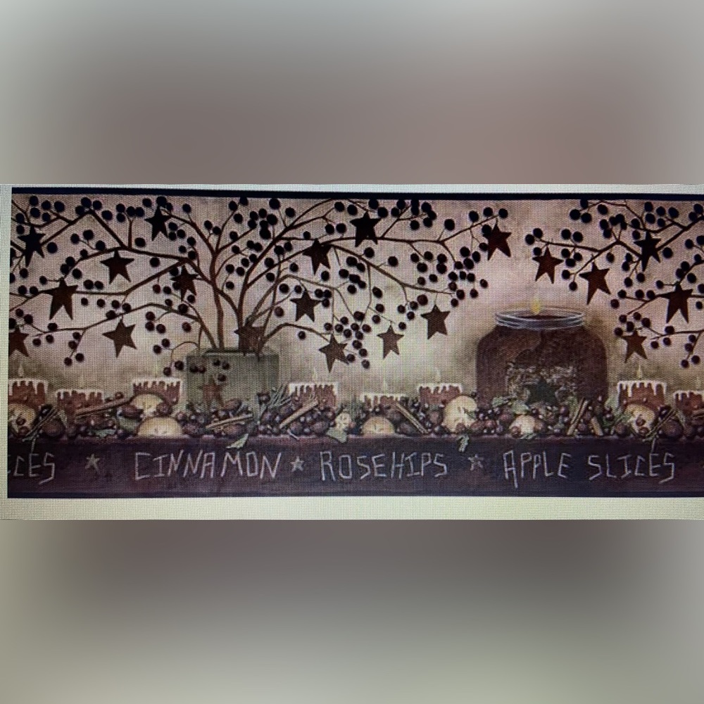 Chesapeake Danny maroon potpourri trail red wallpaper border.